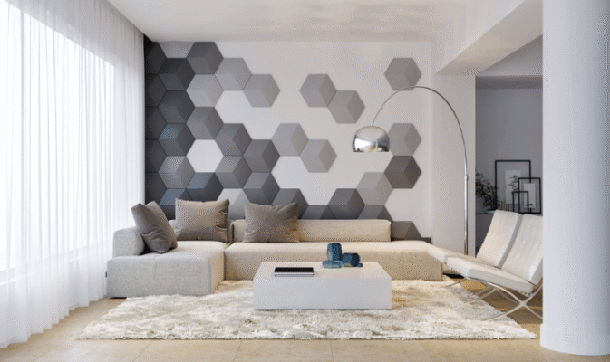 Gạch ốp tường texture 3D tạo điểm nhấn