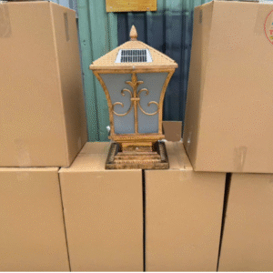 Đèn Trụ Cổng Năng Lượng Mặt Trời Họa Tiết Tháp